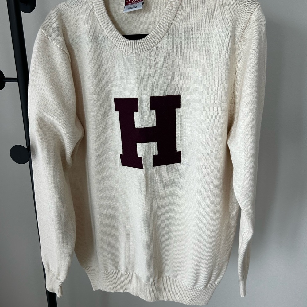 Harvard Cream Sweater with Maroon 'H'